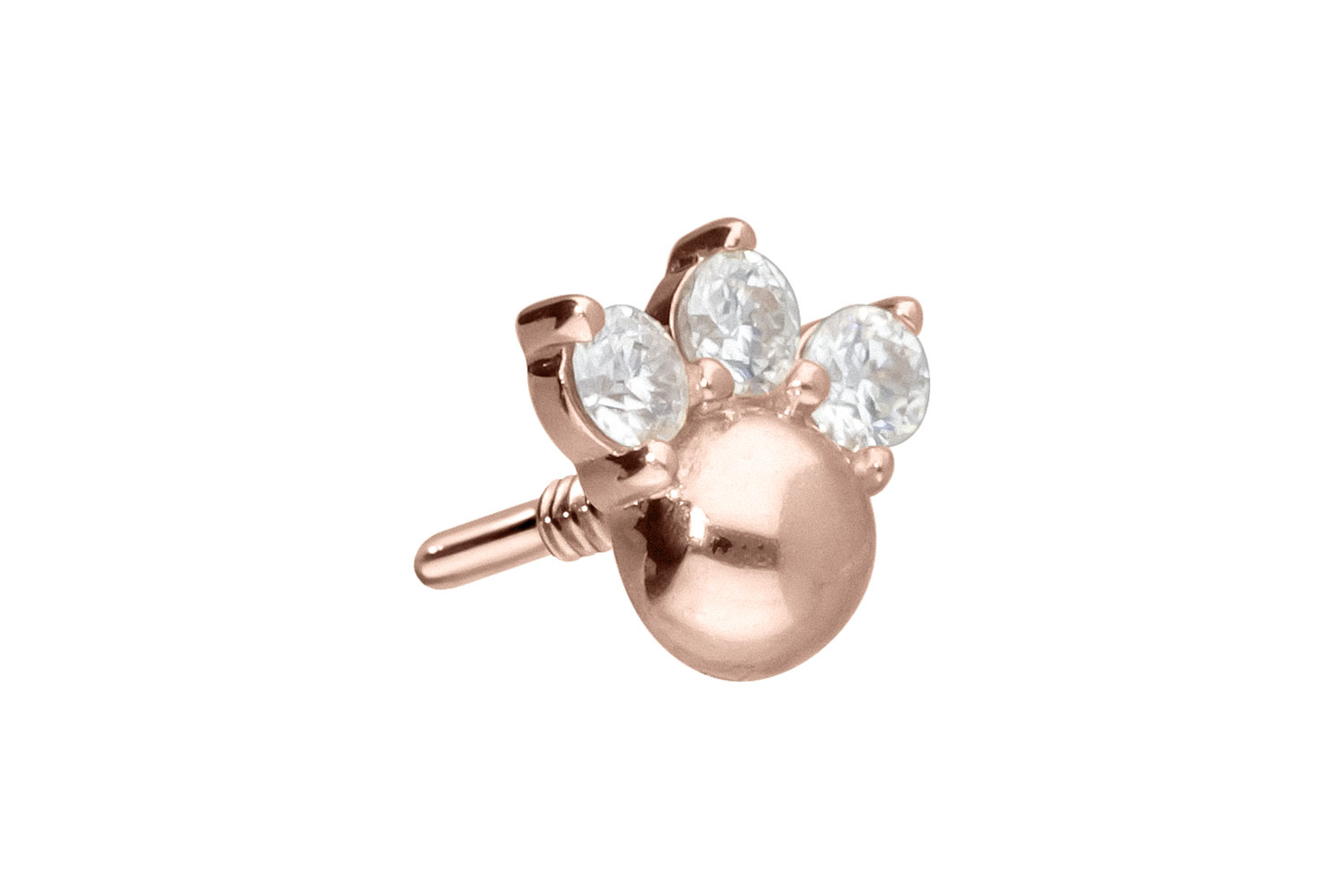 14 Karat Gold Schraubaufsatz mit Außengewinde 3 MOISSANITE + KUGEL von Piercingline